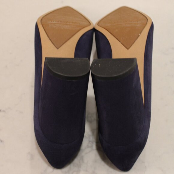 Franco Sarto | Women's | Palma Pump Pointed Block 3" Heel | Blue Suede | 10 - Picture 4 of 6